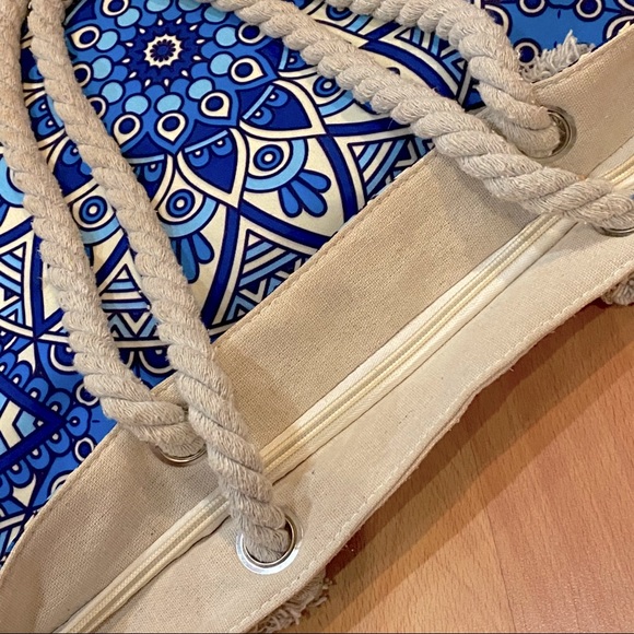 Blue Mandala Canvas Tote Shoulder Bag from GREECE - Picture 8 of 10